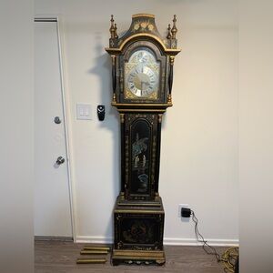Vintage Black and Gold Grandfather Clock
